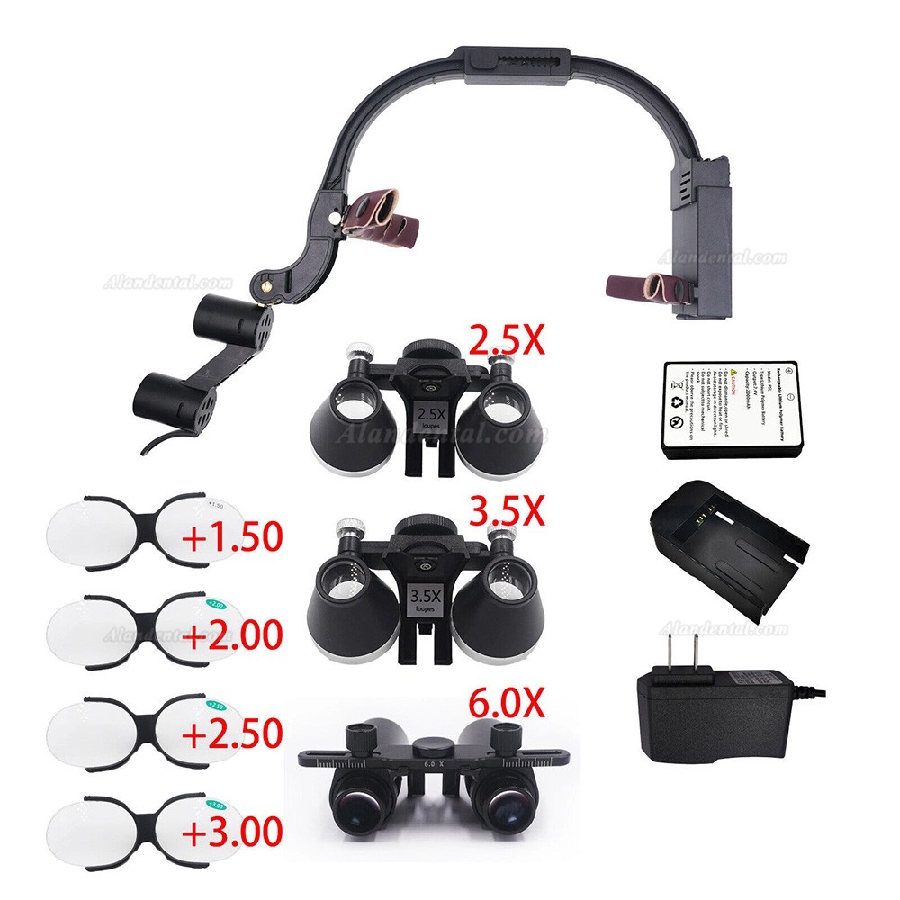 5X / 6X Dental Binocular Loupe with 5W LED Headlight + Presbyopic glasses